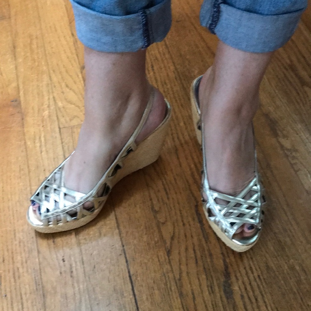 New in box Calvin Klein metallic wedge sandal. 8.5